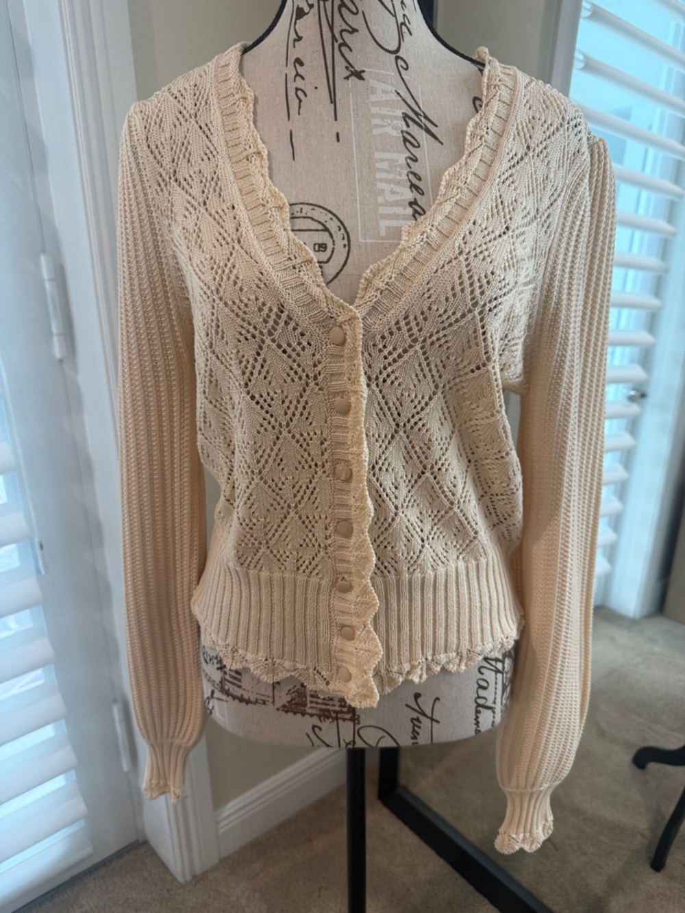 PAIGE  Cream Knit Button-Front Cardigan Sweater